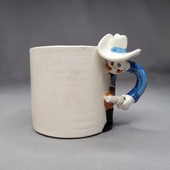 Vintage Fitz and Floyd Good Guy Cowboy Mug Ceramic Figural Western Man Handle