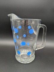 Libbey Mid Century MCM Polka Dot Pitcher Barware 1950’s Blue Dots retired retro
