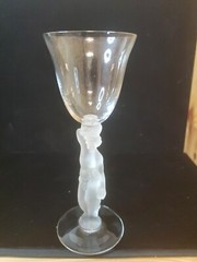 3 Rare VTG Bacchus Bayel France Crystal Wine Frosted Male Nude Stem + Bonus DVZ