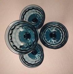 Whitehall Colony Cubist Riviera Blue Champagne Sherbert Dessert MCM Set of 4