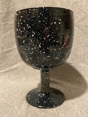 Vintage Bartlett Collins Granny Glass White Speckled 6″ Goblet Cup