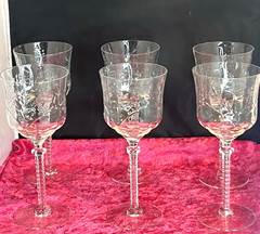 Libbey Vintage Rock Sharpe Crystal Wine Water Goblet Glasses Set Of 6
