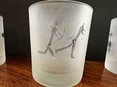 Frosted/Etched Scottish Highland Petroglyph Low-Ball Whiskey Glasses Set Of 6