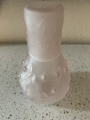 Vintage Pink Frosted Glass Bedside Water set Lilly Valley Read