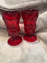 Fostoria Argus Ruby Red Iced Tea Drinking Glasses 6 5/8″ Set of 2