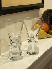 2 Heavy Cut Crystal Wine Glasses, Spire by Sasaki 6.5”