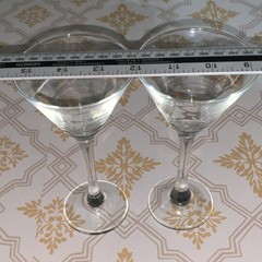 Clear Glass Martini Glasses Etched Bird Design Two-Piece Set
