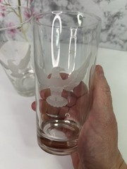 Vintage Set of 2 Glasses Etched Eagle with 3 Stars Tumbler 5.5” high 12 oz