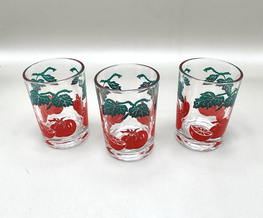 Federal Glass Vintage Tomato Juice Glasses 3” tall 2.5” Wide At Top – set of 3