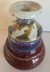 David Hough Glazed Multi-Colored Vase Artist Signed Studio Art Pottery Decor
