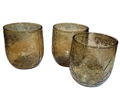 Set Of 6 Anchor Hocking Sherwood Spicy Brown Rocks Glasses Vintage Textured Desi