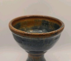 Art Studio Pottery Goblet Chalice Footed Drip Glaze-Handmade 5.5″ Small