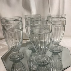 VTG Anchor Hocking ANNAPOLIS Footed Ribbed Pilsner 7” Ice Tea Glass – Set of 4