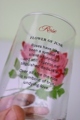 Vtg BROCKWAY Flower of the Month Glass Tumbler Rose June 4 3/4 » Red Pink