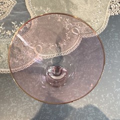 Pink Glass Martini Glasses Set of 4 with Gold Rim