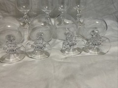 Lot of 4 Wine Glasses 4 Flutes-CLAUDIA Import Assoc – Faceted Ball Stem Ball Set