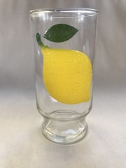 Vintage 1950’s MCM Drinking Glass 6” Tall Textured Fruit – Lemon