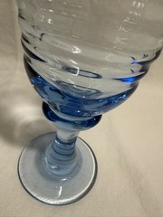 Set of 6 Vintage Blue Optic Swirl Stemmed Goblets Wine Water Glasses France 6…