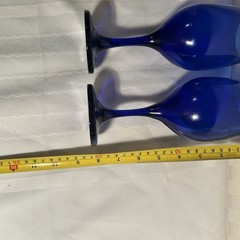 Cobble Blue Wine Glasses Round Glossy Finish Two 8 inch
