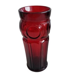 Wheaton Glass Bullseye Drinking Glass Ruby Red Vintage Iced Tea Tumbler 16oz