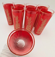 Vintage Thai Princess Siam Red Highball Glasses Set 8 – Culver Style MCM