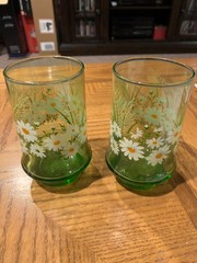 VTG MCM Set of 2 Libbey Daisy Mini Juice Glasses Cups 4 1/2