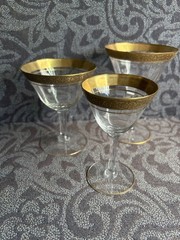 Lot Of 3 Tiffan Franciscan Optic Rambler Rose Crystal Glasses