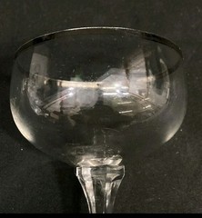 Lot of 2 Crystal Cordial Glasses with Platinum Rims, Hexagon Stem, Approx 3.75″