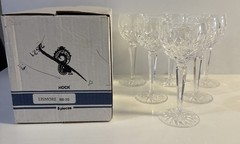 *Set of 6 Waterford Crystal Lismore Hock Wine Glasses 7-3/8″ Old Mark Vintage