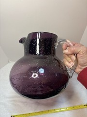 Artland Iris Plum Purple Bubble Glass Water Pitcher Hand Blown RARE