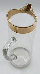 Golden By Autra Cocktail Pitcher Plated Gold Rim Glass Barware MCM 48 oz