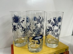 Libbey Royal Norfolk Blue Floral Glass Water Iced Tea Tumblers Set Of 4