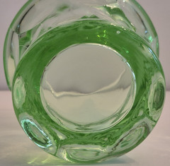 VTG Anchor Hocking Uranium Glass Georgian Honeycomb Tumblers Green 4oz Set of 7