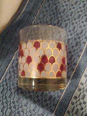 6X Lowball Whiskey GLASSES FISH SCALE GILDED GOLD OUTLINE