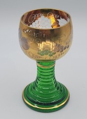 Glass Beehive Stemmed German Wine Etched Gold Gilt