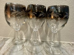 Vintage 1960s Barware Set – Platinum Rim Ombre Queens Lusterware Cordial Glasses