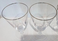 3 VTG Fostoria Crystal ENGAGEMENT PLATINUM Ice Tea Glasses – 6 3/8″ -EUC