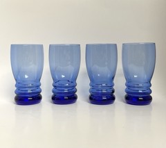 4 ct Vintage Libbey Bangles Cobalt Blue Glasses Tumblers Cooler 6.25” 16 Oz