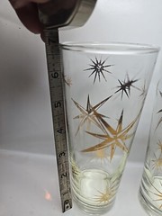 Rare Pair (2) MCM North Star burst Gold Atomic Highball Collins Glasses