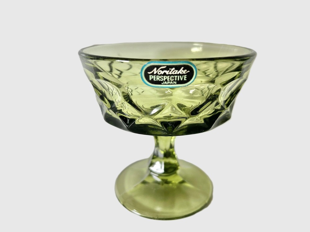 Noritake Vintage PERSPECTIVE Green 4” Champagne Sherbet Champagne Coupes MCM