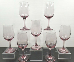 7 Libbey Premiere Pink Water Goblet Set Vintage Elegant Stemware Bar Glasses Lot