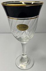 Art Decor Glass Goblet With Real Gold Label, Made In Italy