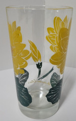 American Lotus 5″ Boscul Peanut Butter Glass Swanky Swig Vintage Floral Cup MCM