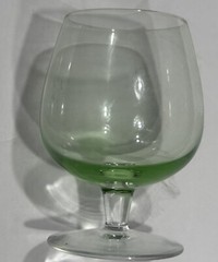 VTG Clear 3” Green Tint Hand Blown Shot Glass Brandy Snifter Barware Man Cave
