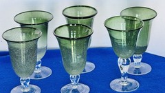 Artland Iris Footed Ice Tea/Wine/Water Glasses, Sage, Set of 6, Pre-Owned