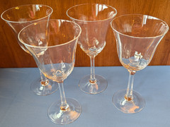 4 Lenox Allure crystal water glass goblets, petal stem, optic crystal, 7 5/8″