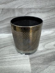 VINTAGE MCM ON THE ROCKS GLASSES BLACK SILVER TEXTURED GEOMETRIC SET OF 8 1950S
