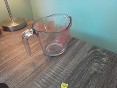 Anchor Hocking #1622 16 oz 2 Cup Glass Measuring Cup Red Lettering 500ml Vintage