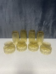 Vtg Anchor Hocking Spring Song, Daisy Floral Tumblers & Sherbet Cups￼