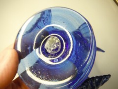 Early H2F american Hand blown art Glass Turkey bottle Cobalt Blue Rare FREE ShPn